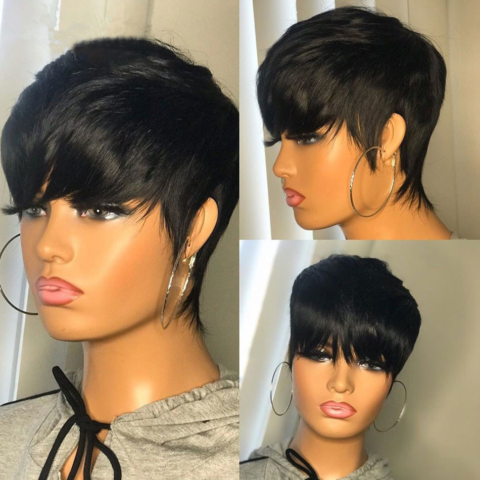 Short Pixie Cut Wig Human Hair Cheap - Pelucas cortas de cabello humano, corte