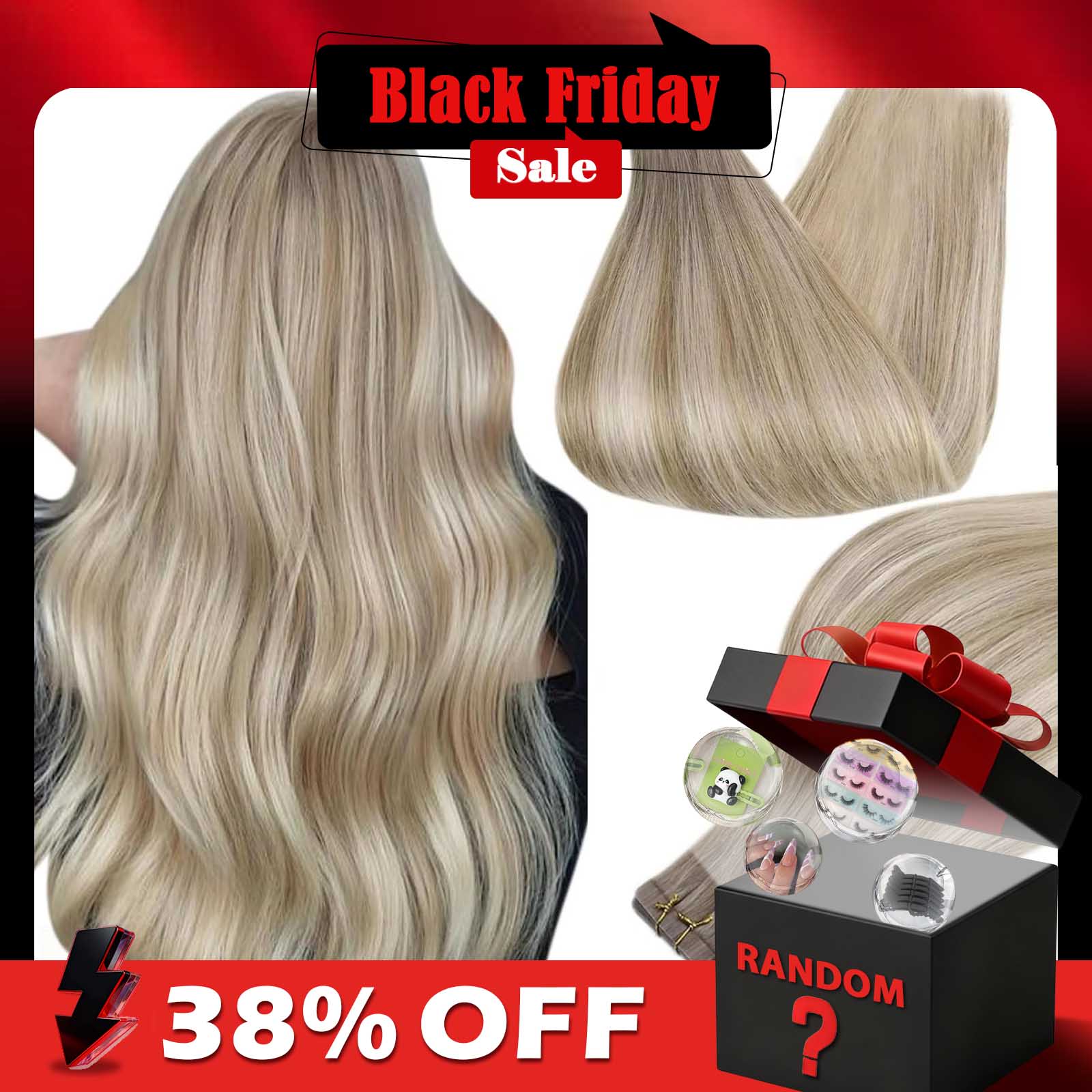 Invisible Tape In Extensions Real Hair - Cinta de brillo completo en extensiones