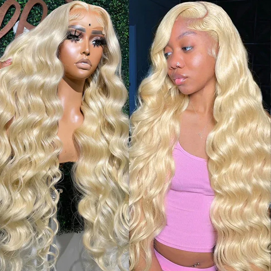 613 Blonde Body Wave Lace Front Wig - Peluca frontal de encaje HD 13x6,
