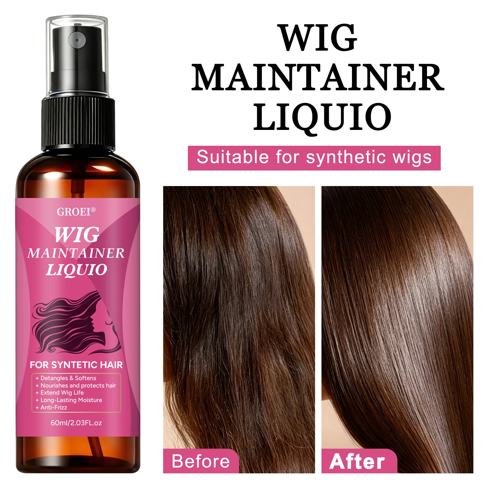 Synthetic Wigs - Spray Mantenedor de Pelucas Anti-Frizz GROEI
