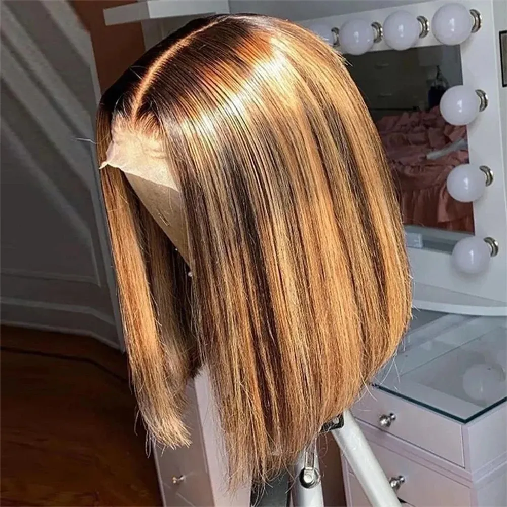 Glueless Wear And Go Human Hair Wig - Pelucas Bob Rubias Miel de Cabello