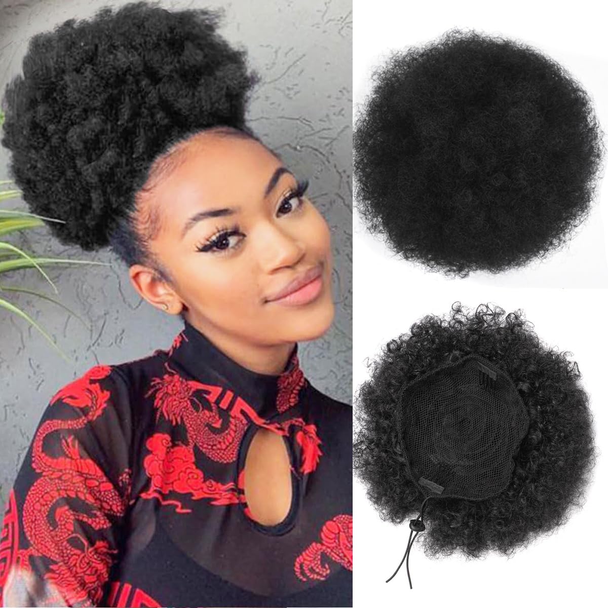 Drawstring Afro Curly Puff Ponytail - Cola de Caballo Afro Puff con