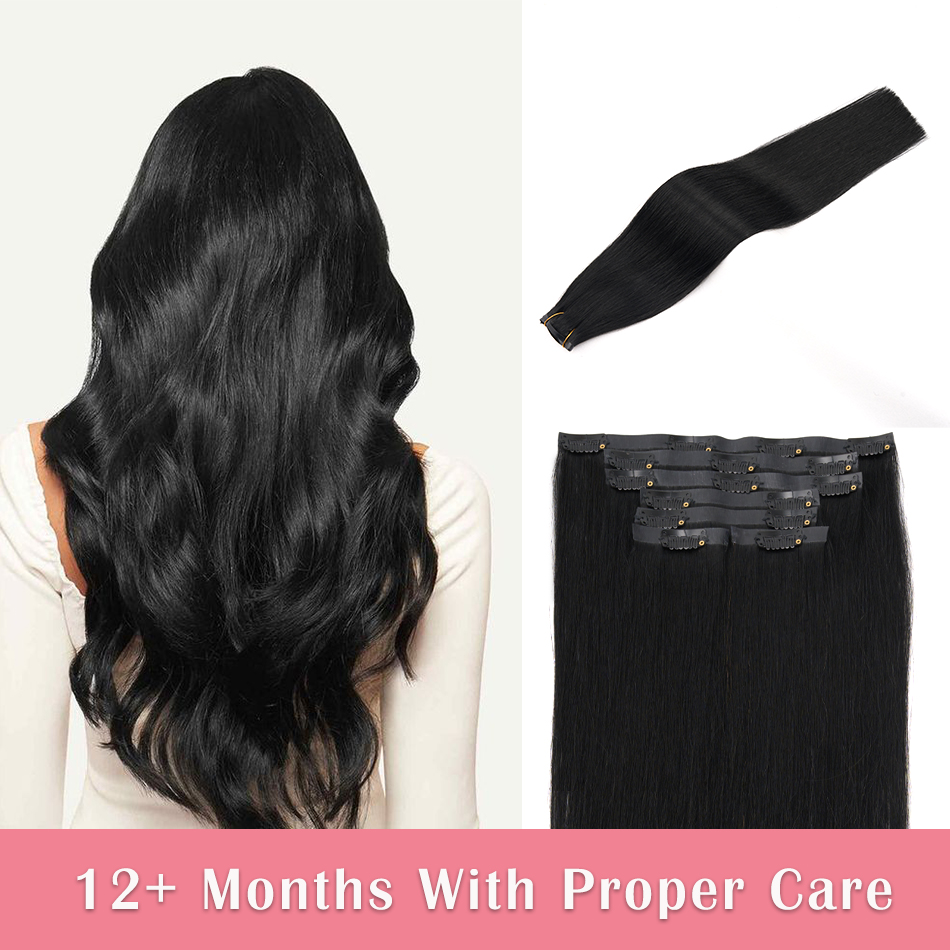 Seamless Clip In Hair Extensions Human Hair - Extensiones de Cabello con Clip, Cabello