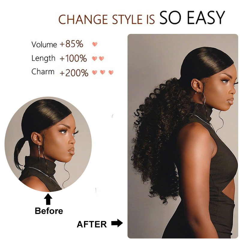 Cola de Caballo rizada larga c - Drawstring Afro Curly Puff Ponytail reseña y precio
