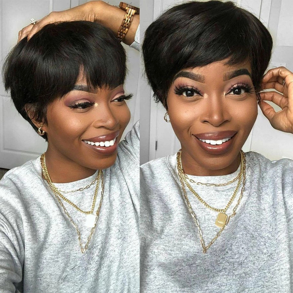 Pelucas cortas de cabello huma - Short Pixie Cut Wig Human Hair Cheap reseña y precio