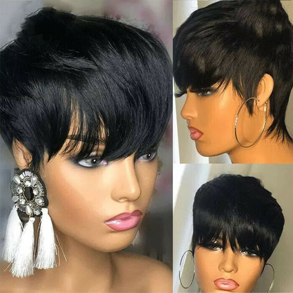 Pelucas cortas de cabello huma - Short Pixie Cut Wig Human Hair Cheap reseña y precio