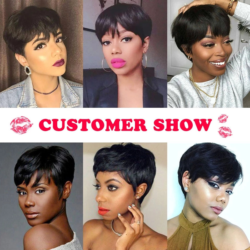 Pelucas cortas de cabello huma - Short Pixie Cut Wig Human Hair Cheap reseña y precio