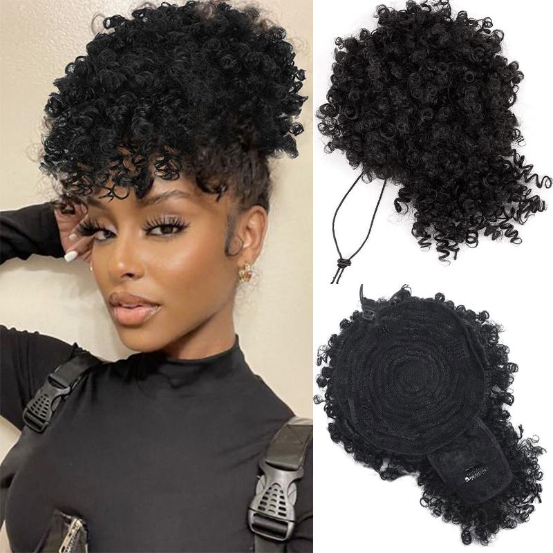 Extensión de cola de caballo A - Drawstring Afro Curly Puff Ponytail reseña y precio