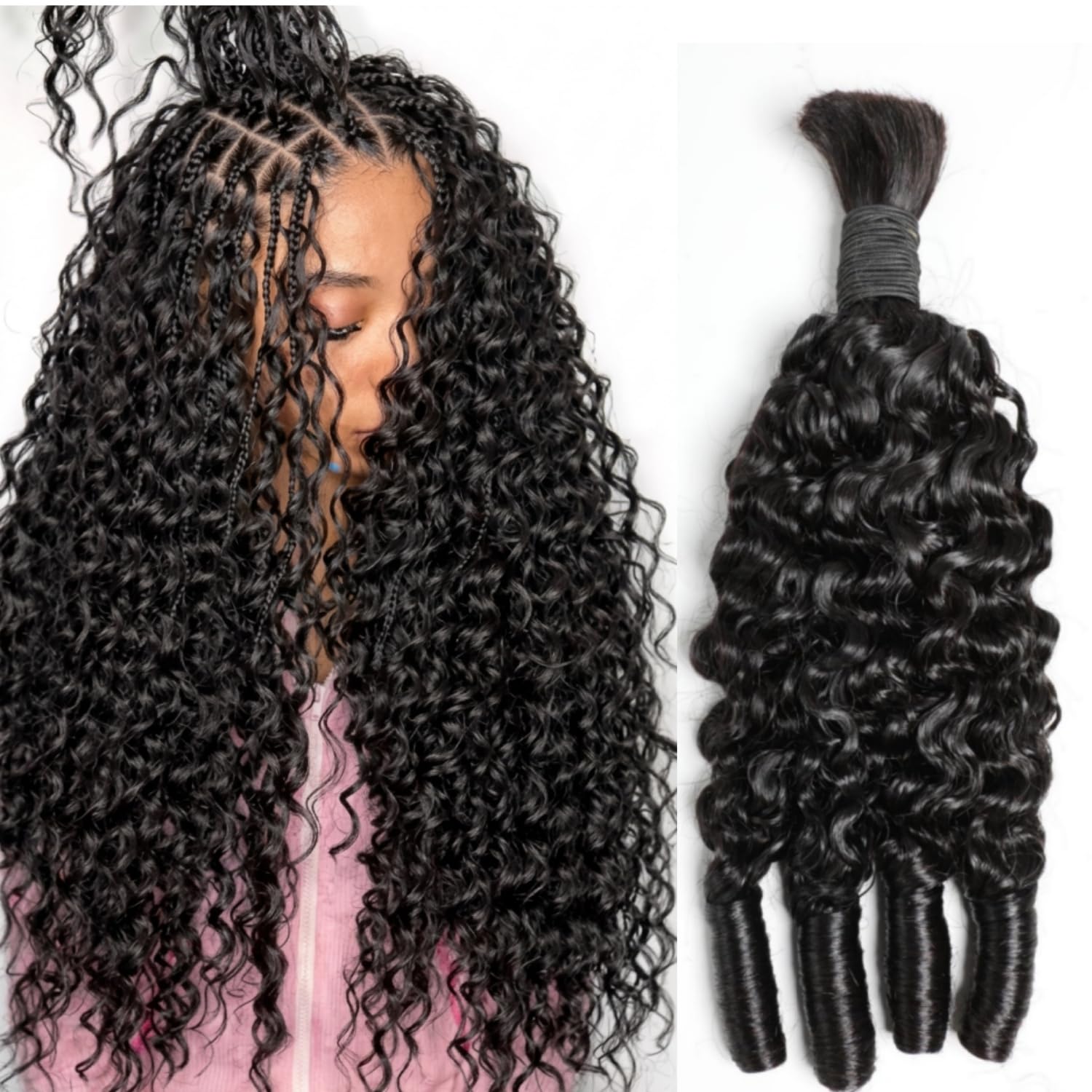 Cabello Humano para Trenzas Bo - Water Wave Bulk Human Hair For Braiding reseña y precio