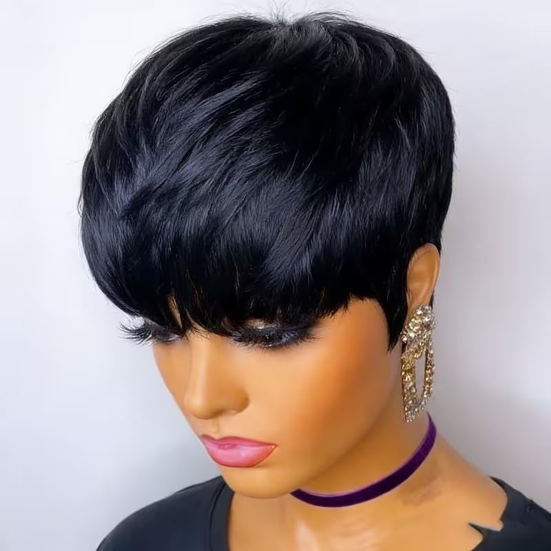 Pelucas de cabello humano cort - Short Pixie Cut Wig Human Hair Cheap reseña y precio