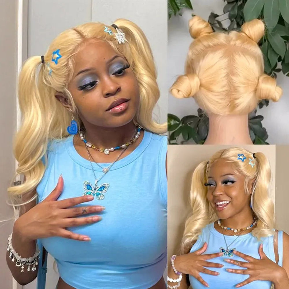 Peluca de Cabello Humano con F - 613 Blonde Body Wave Lace Front Wig reseña y precio