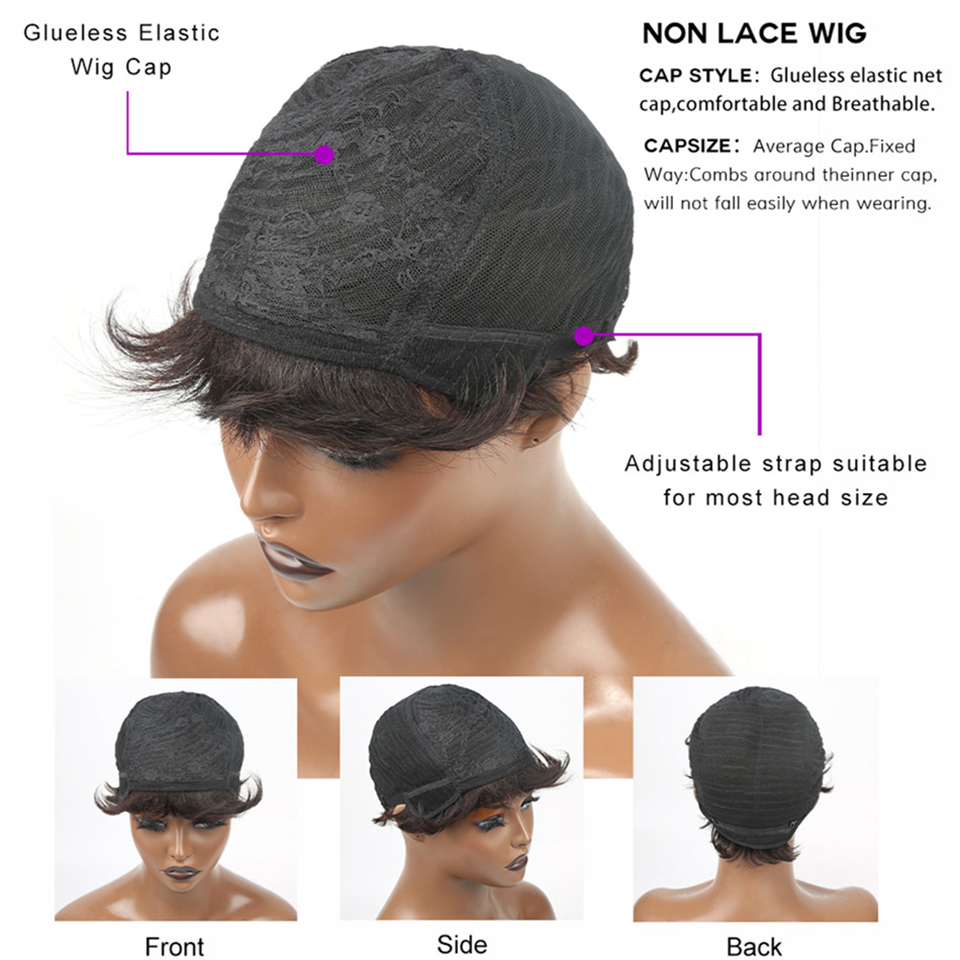 Pelucas de cabello humano bras - Short Pixie Cut Wig Human Hair Cheap reseña y precio