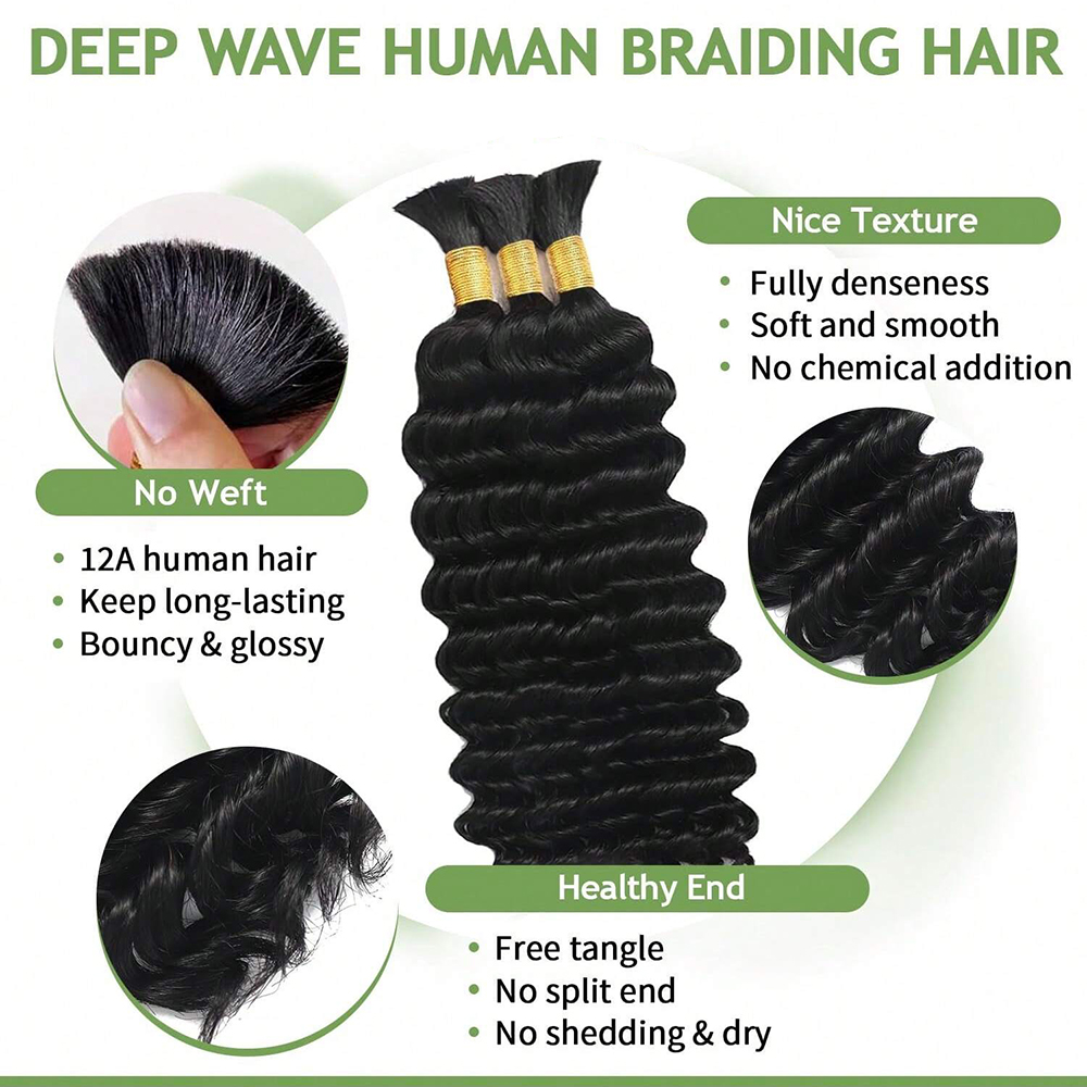 Cabello humano para trenzar, o - Water Wave Bulk Human Hair For Braiding reseña y precio