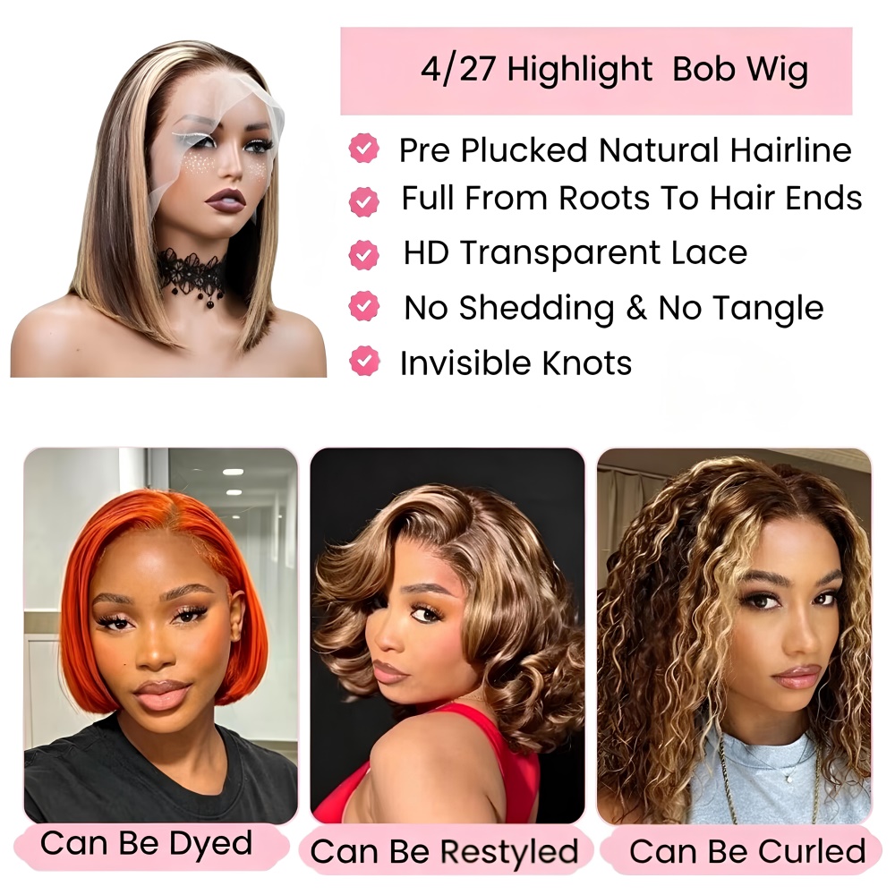Pelucas Bob Rubias Miel de Cab - Glueless Wear And Go Human Hair Wig reseña y precio