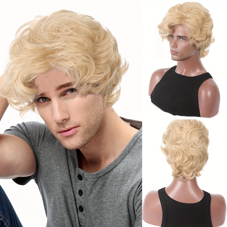 Peluca rubia para hombre, pelu - Synthetic Wigs reseña y precio