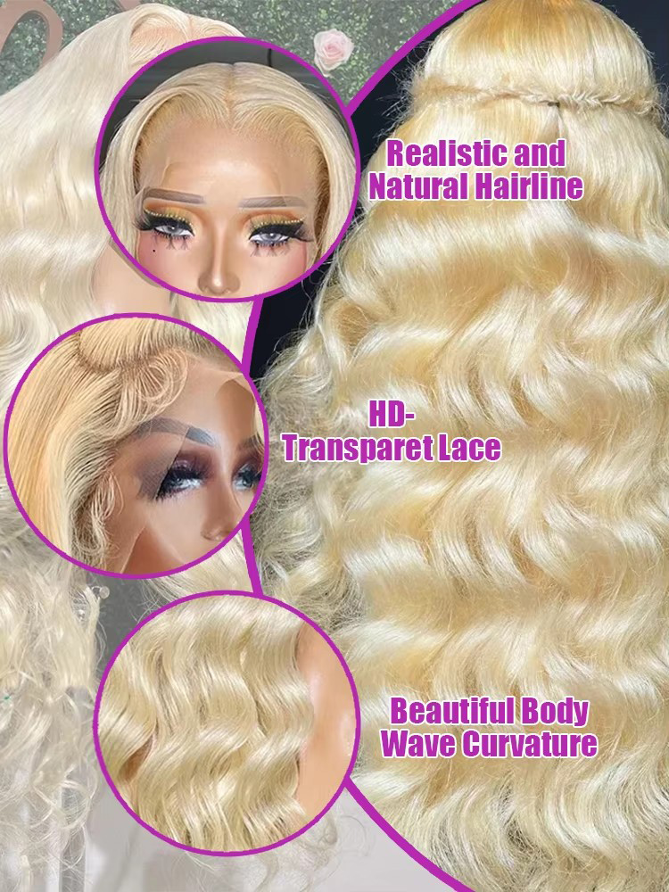 Peluca de Cabello Humano Rubio - 613 Blonde Body Wave Lace Front Wig reseña y precio