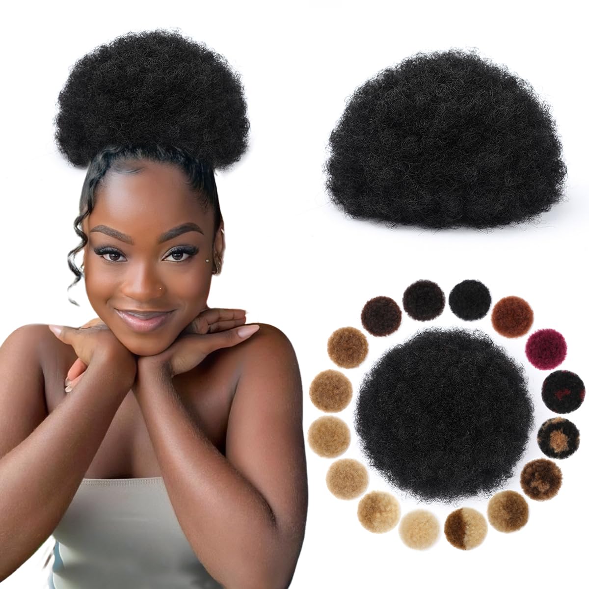 Coleta Afro Sintética con Cord - Drawstring Afro Curly Puff Ponytail reseña y precio