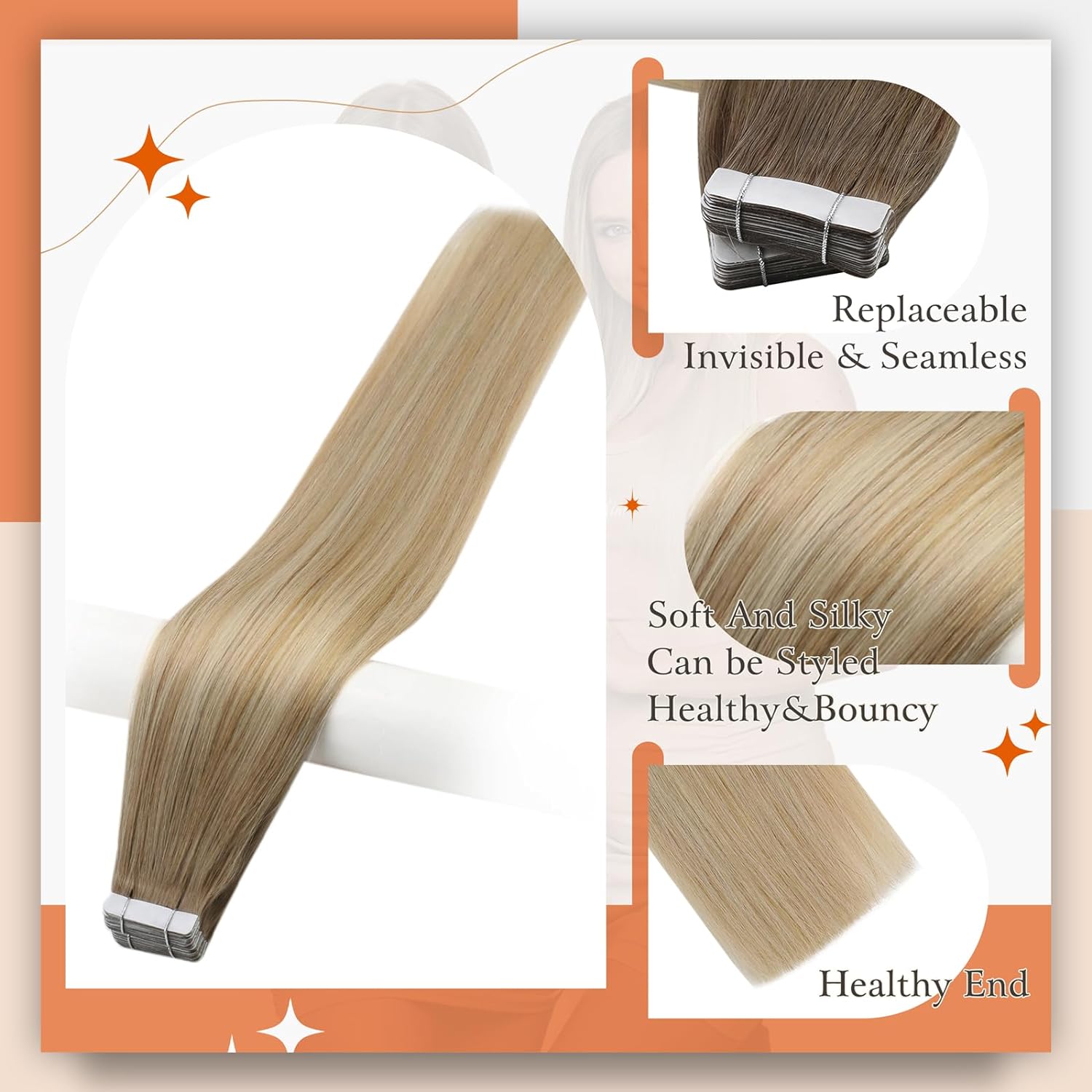 Extensiones de cabello con cin - Invisible Tape In Extensions Real Hair reseña y precio