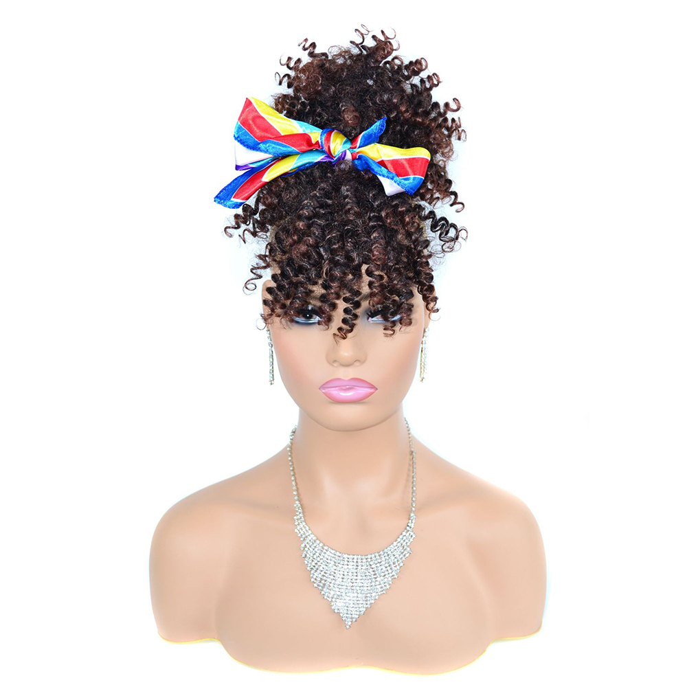 Moño de cola de caballo sintét - Drawstring Afro Curly Puff Ponytail reseña y precio