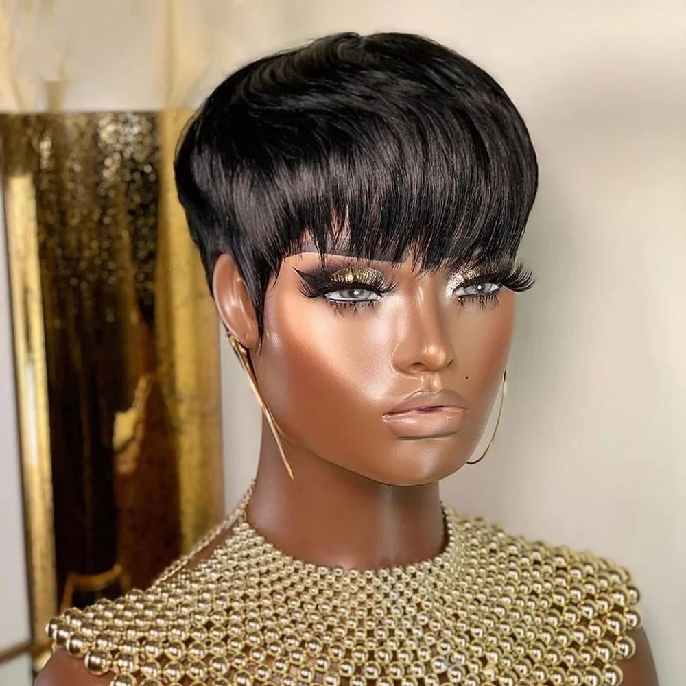 Pelucas cortas de cabello huma - Short Pixie Cut Wig Human Hair Cheap reseña y precio
