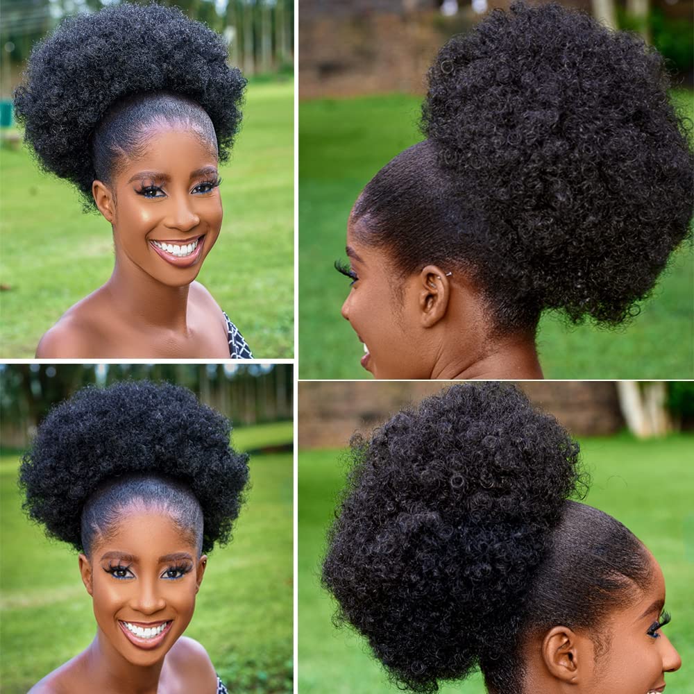 Extensiones de cola de caballo - Drawstring Afro Curly Puff Ponytail reseña y precio